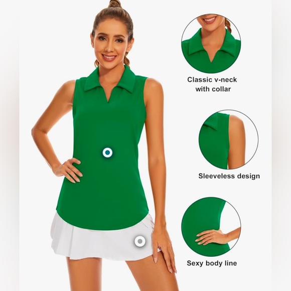 Womens Golf Shirt Polo Short Sleeve,Sleeveless Tennis Collared Athletic Ivicoer - Picture 3 of 8